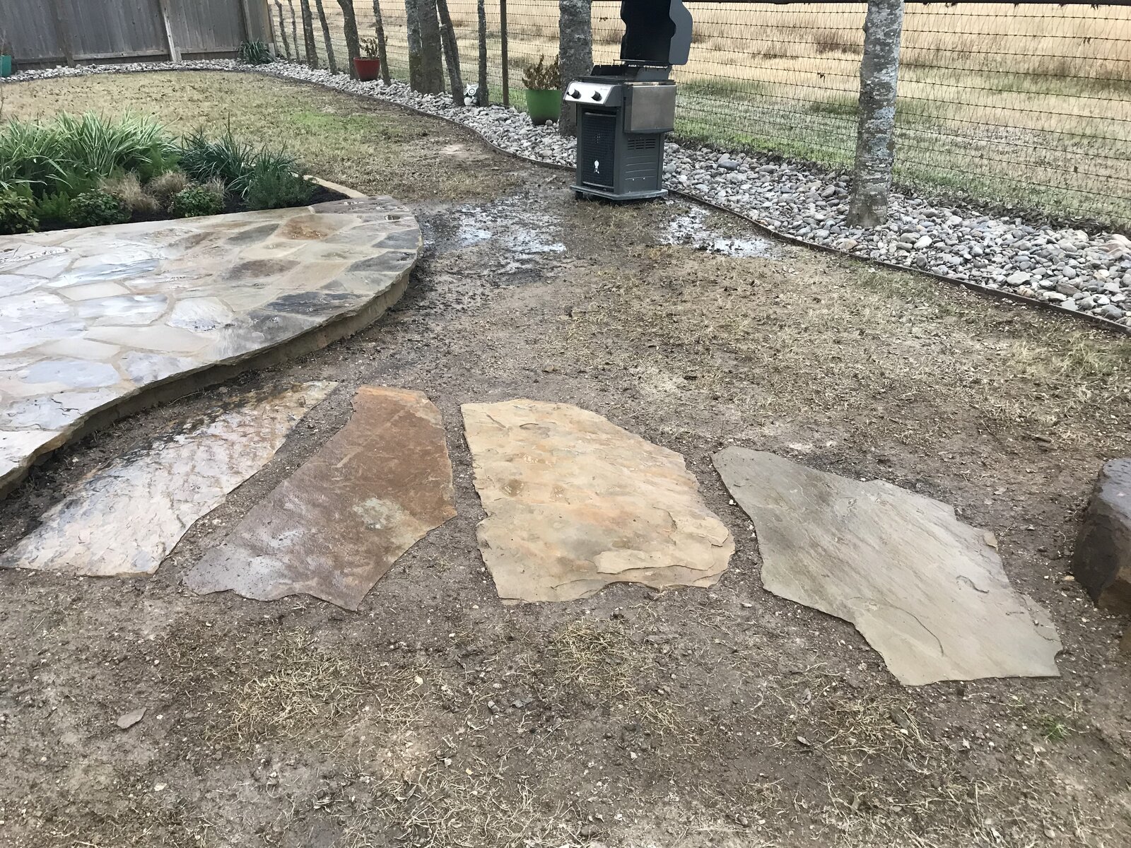 Native plantings and mulch