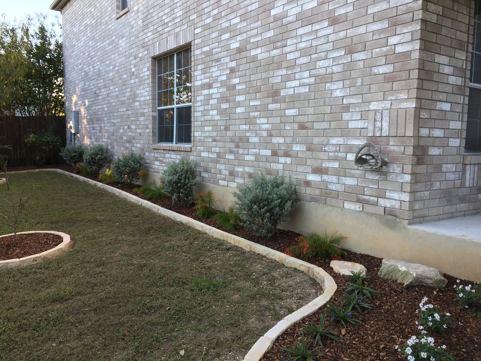Native plantings and mulch