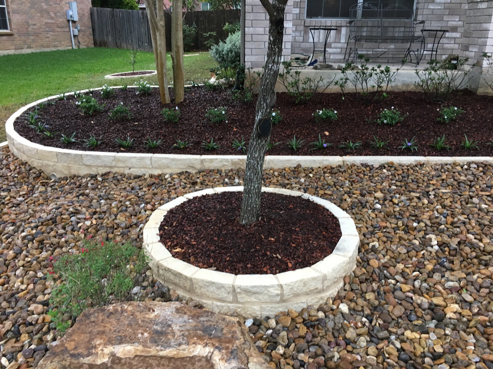 Native plantings and mulch