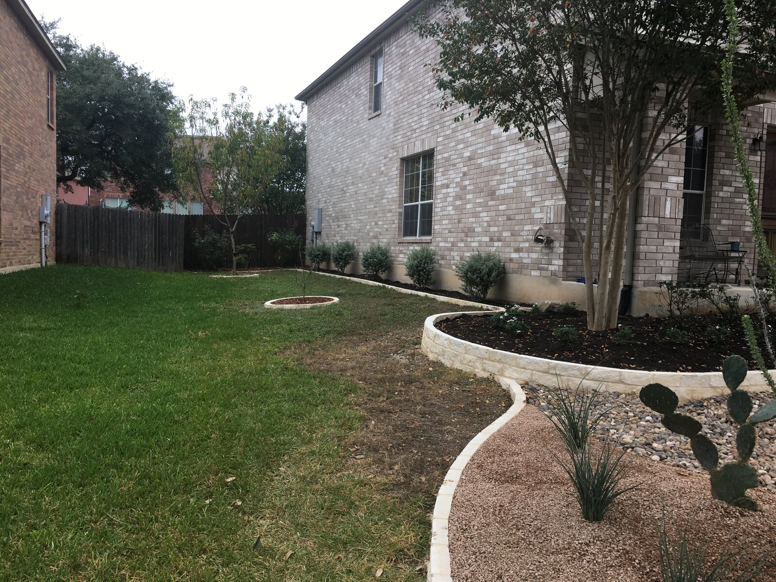Native plantings and mulch