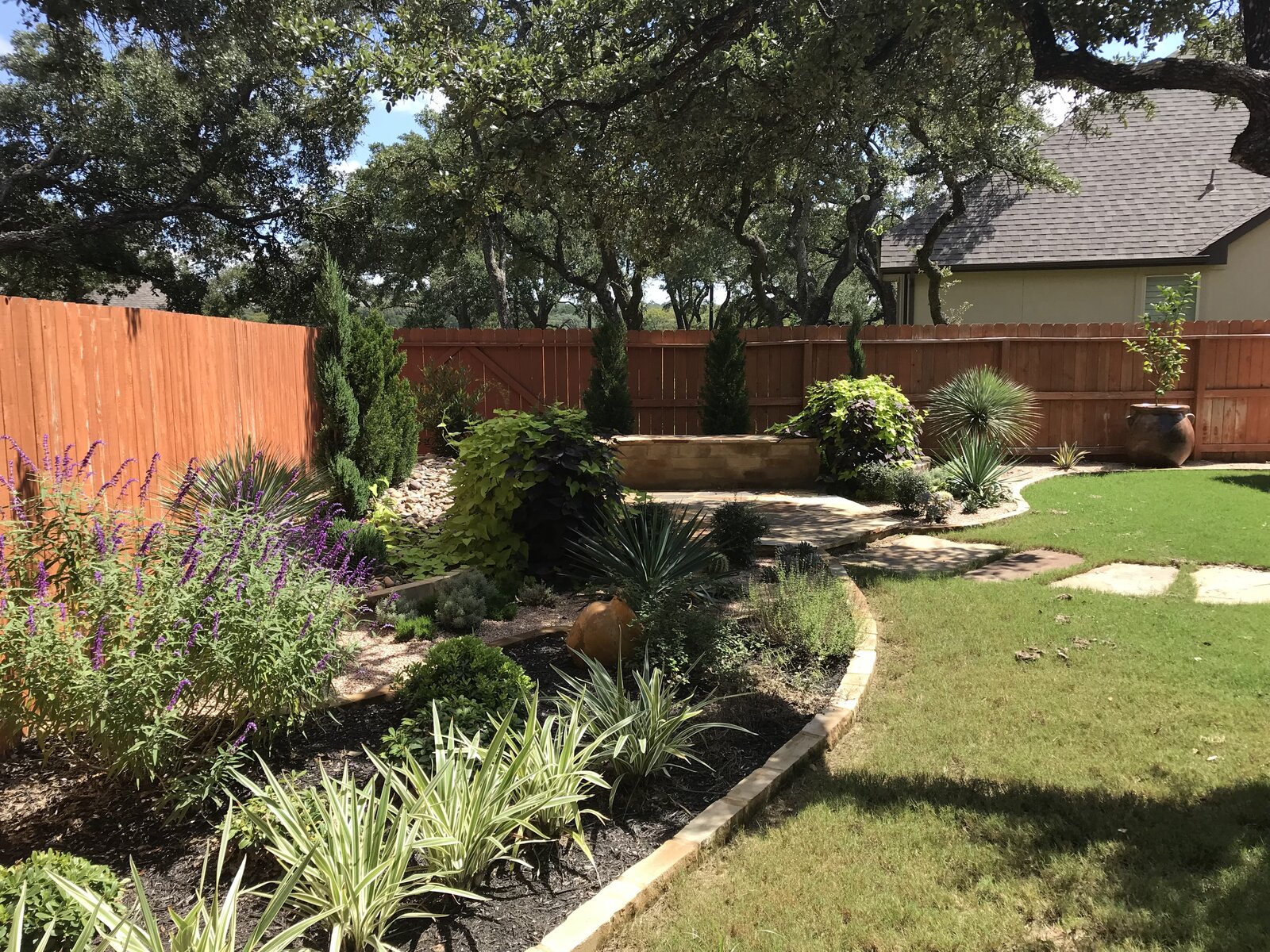 Native plantings and mulch
