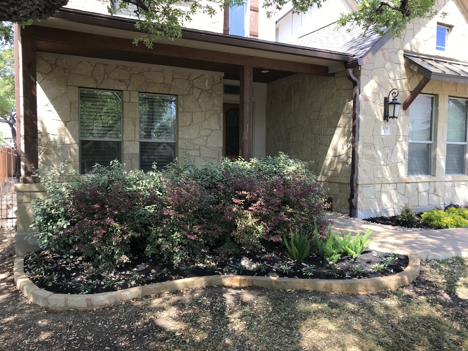 Native plantings and mulch